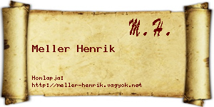 Meller Henrik névjegykártya